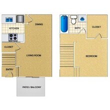 A4 - 1 Bed/1Bath 3402 floor plan